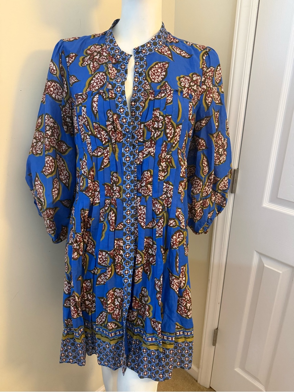 Alexis Vibrant Blue Print Peasant Dress